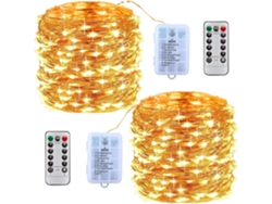 KOFIHETY Guirnalda de luces románticas con destellos, juego de 2 luces blancas cálidas a pilas, resistentes al agua, fáciles de moldear y doblar para decoració