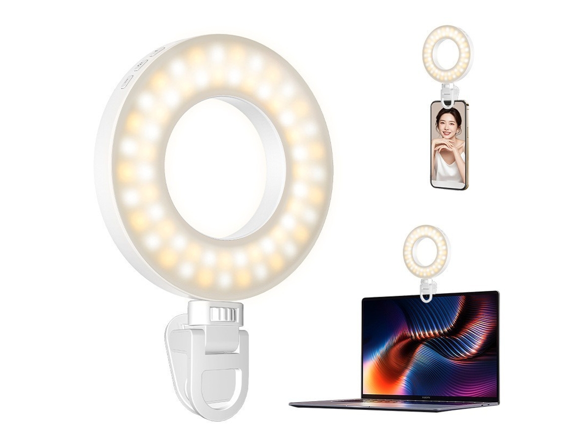 Anillo De Luz Para Selfies (3500-8500k), Anillo De Luz Led Ajustable Con Abrazadera Para Teléfono, Luz De Relleno (blanco)