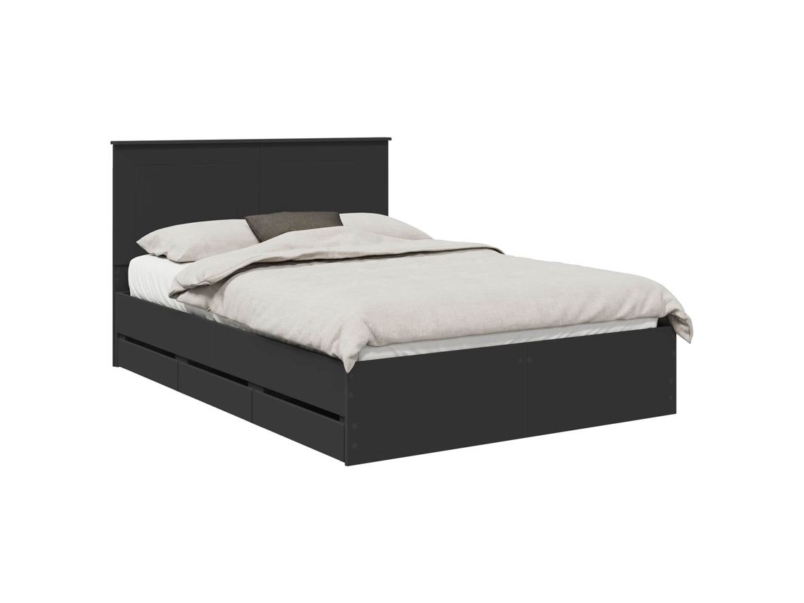 Maison Exclusive - Estructura De Cama Negro 140 X 190 Cm Madera Ingenieril