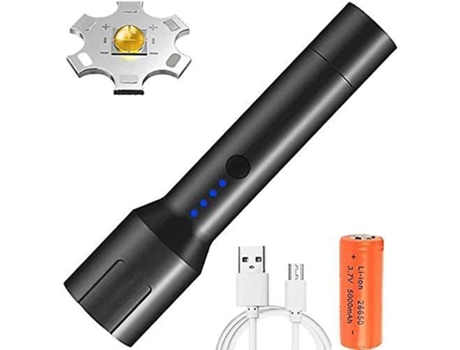 Linterna Led Recargable 10000 Lúmenes Potente Antorcha Antorchas Portátiles Impermeables con Zoom 3 Modos para Acampar Deportes al Aire Libre BISBI...