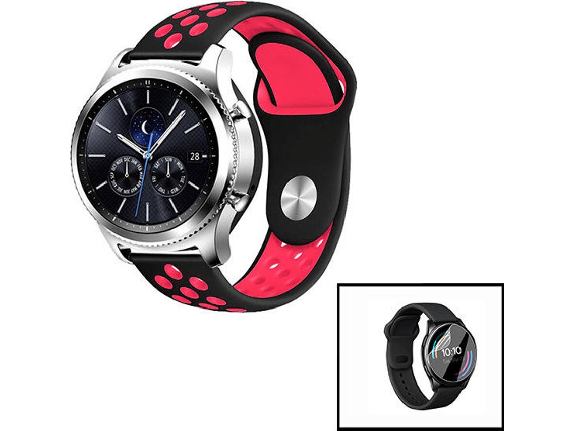 Correa + Protector de Hydrogel PHONECARE SportyStyle Garmin Forerunner 645 Music Negro y Rojo
