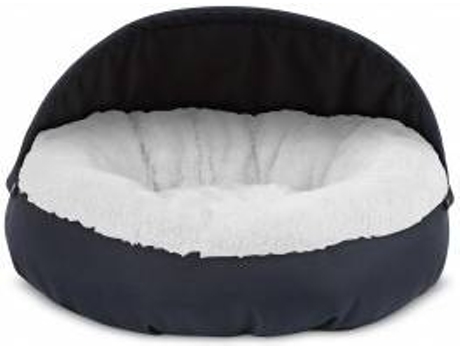 Cama Redonda para Perros y Gatos GAUTY Tela Impermeable y pelo (Blanco y Gris - 57 cm)