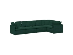 Maison Exclusive - Sofá Modular Con Cojines De Terciopelo Verde Oscuro