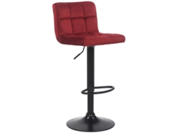 Taburete de bar de terciopelo rojo con patas de metal negro, asiento acolchado y reposapiés giratorio Tdb10181
