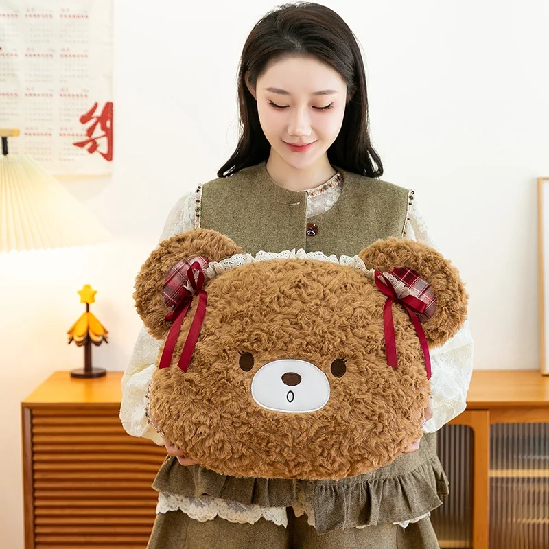 (marrón, 40 Cm De Ancho) Almohada/cojín De Respaldo Para Adultos Con Forma De Cabeza De Oso Y Soporte Lumbar.
