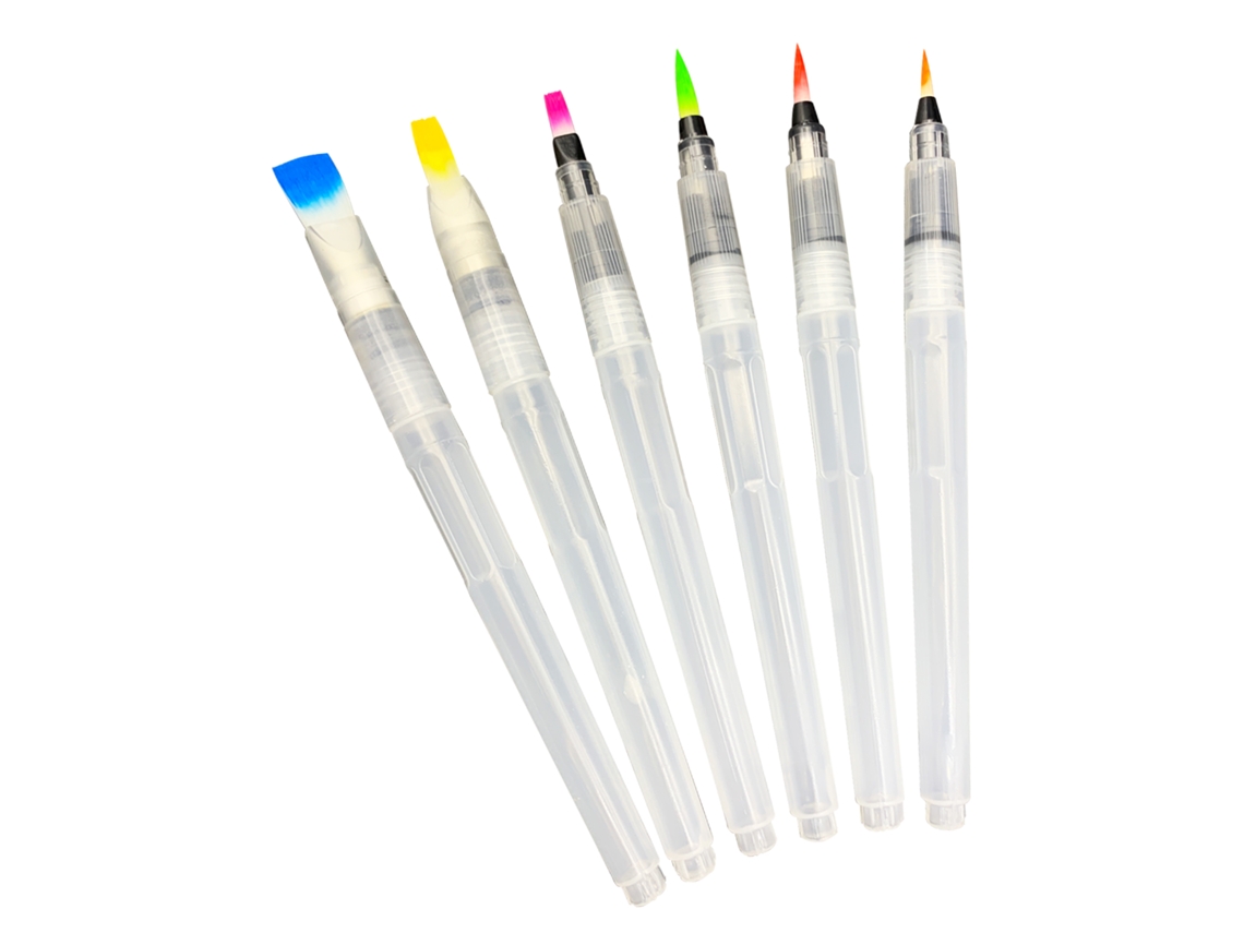 Juego portátil de 6 pinceles de acuarela MDUG con cerdas sólidas, ideal para principiantes en el arte y la pintura.