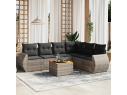 Conjunto de sofás de jardín de 7 piezas DKD Home Decor con cojines de mimbre gris