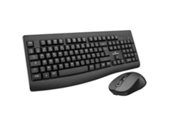 Pack de teclado y ratón Bluestork recargable e inalámbrico para oficina, color negro