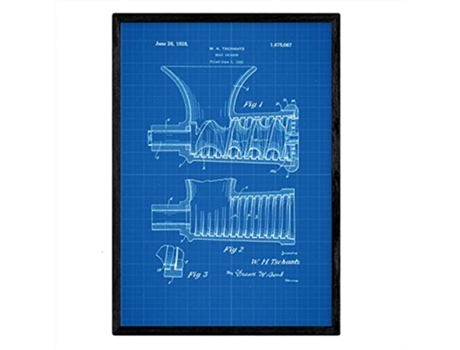 Póster NACNIC con Patente de Picadora de Carne. con Diseño de Patente Antigua