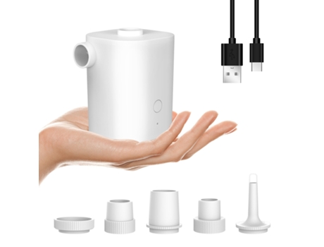 Bomba de aire eléctrica con 5 boquillas Bomba de aire rápida USB con batería de 2500 mAh para inflador Bombas desinfladoras Inflables Colchón de ai...