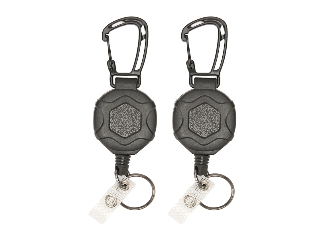 2 Portatarjetas De Identificación De Acero Con Mosquetón Retráctil, Llavero Resistente Con Cordón De Acero, 80 Cm