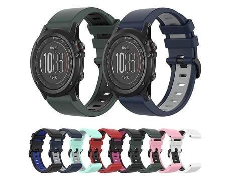 Correa De Reloj Inteligente Para Garmin Fenix 3 Hr 26 Mm Correa De Reloj Deportiva De Silicona Bicolor Rosa-Negro VENISYMLIS