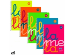 Cuaderno LAMELA Fluorescente Cuarto 80 Hojas (5 Unidades)