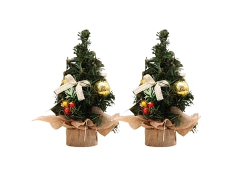 Mini árbol de Navidad de 2 piezas, adornos de mesa de Navidad