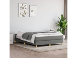 Cama box spring con colchón tela gris oscuro 140x200 cm