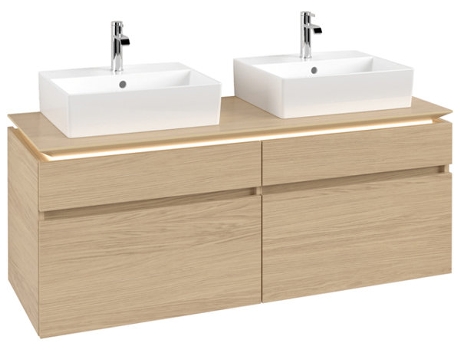 Villeroy &amp Boch Legato Vanity unit B669 1400x550x500mm 2 lavabos iluminación LED
