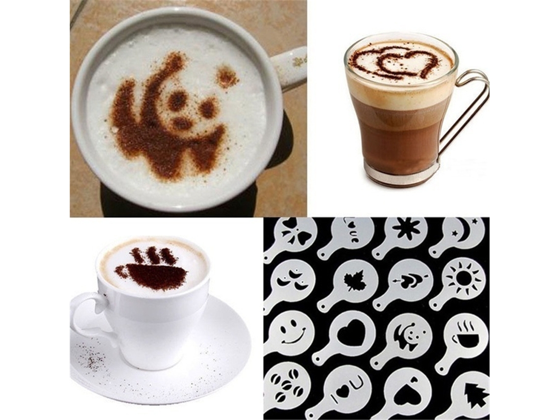 16 Moldes De Plástico Para Decorar Café Y Capuchino Con Plantillas De Espuma.