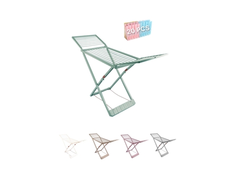 Tendedero Plegable de Resina Incluye 20 Pinzas – Tendal Abatible Balcón para Interior Y Exterior Verde Plegable JARDIN202
