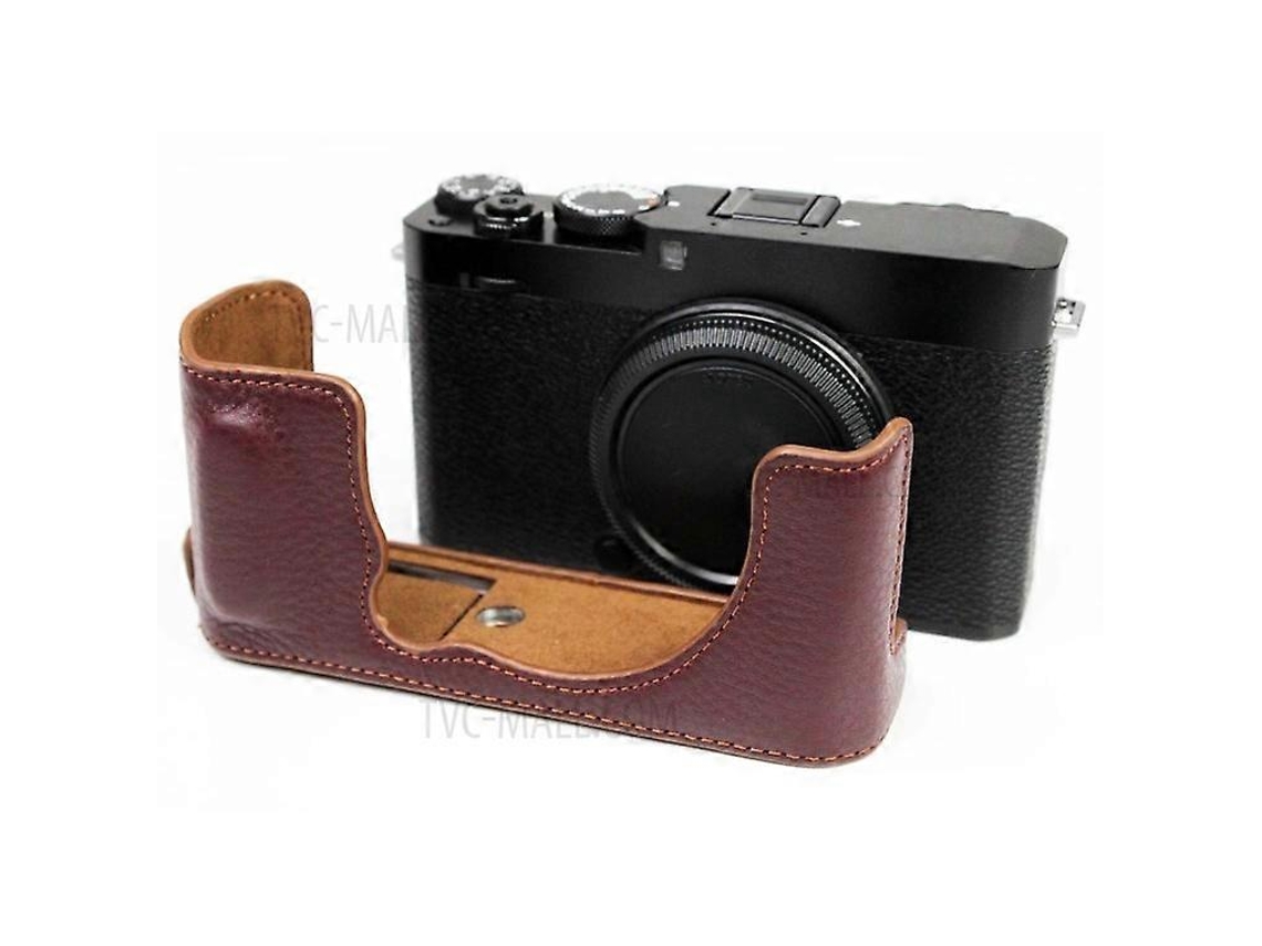 Funda de piel auténtica para cámara, funda protectora de medio cuerpo con ranura para batería para Fuji X E4 Facpoet