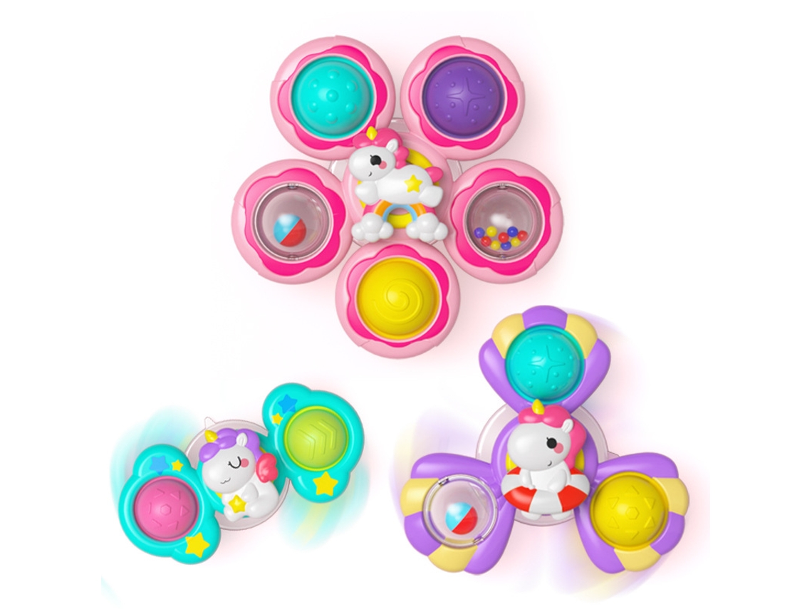 Juguetes de ventosa para bebés, giroscopios de dedos con dibujos animados - Juguetes para el baño, 3 unidades Yuysan（g）