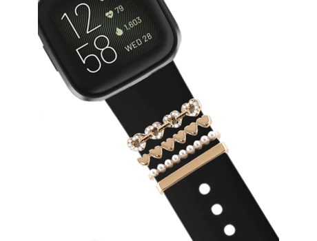 Correa Fitbit Versa 2 Pulsera con Adorno Corazones Negro