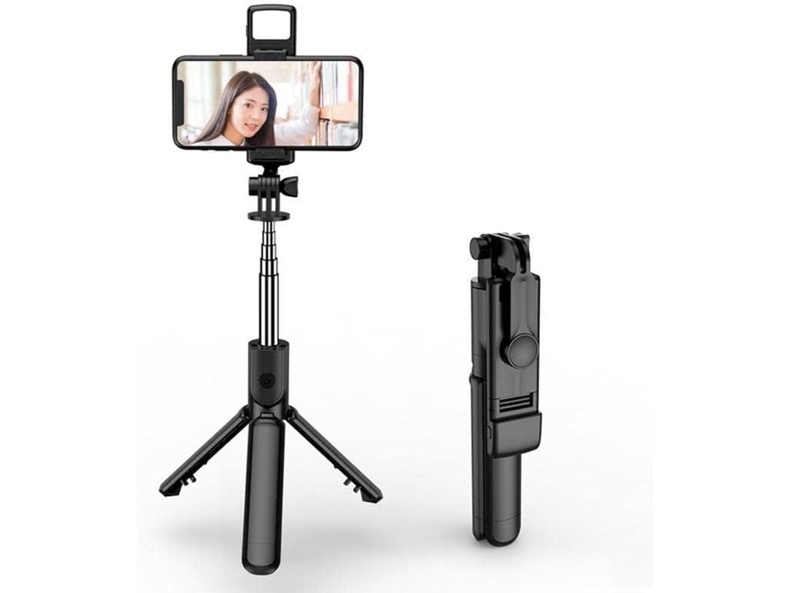 Palo Selfie De 360°, Trípode De 68 Cm, Bluetooth, Soporte Estable, Control Remoto Bluetooth Desmontable (negro)