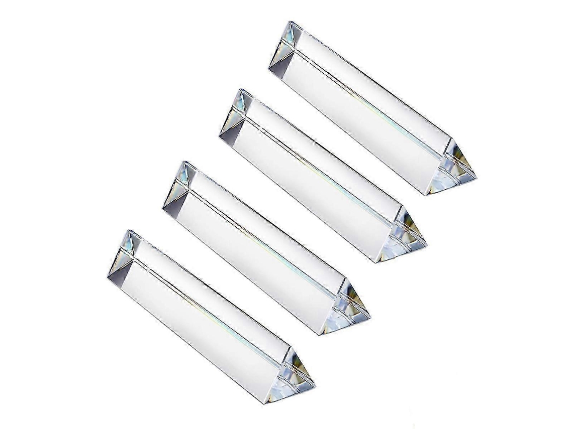 4 prismas triangulares de cristal transparente de 15 cm (6 pulgadas) con lentes ópticas para fotografía, aulas de ciencias, creación de arcoíris y decoración artística
