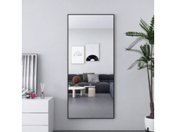 Espejo Cuerpo Entero Negro 180x80 Cm, Suelo Gigante Con Marco De Aluminio Y Vidrio Templado, Pared Moderno Para Vestidor Y Tienda