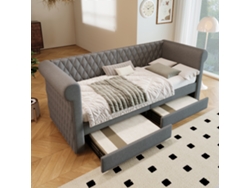 Cabecero vintage tapizado para cama, sofá cama, 90 x 200 cm, color gris, sin colchón