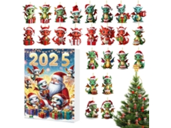 Calendario De Adviento 2d De Acrílico 2025 Con Diseño De Dragón - 24 Días De Navidad | Lindo Árbol