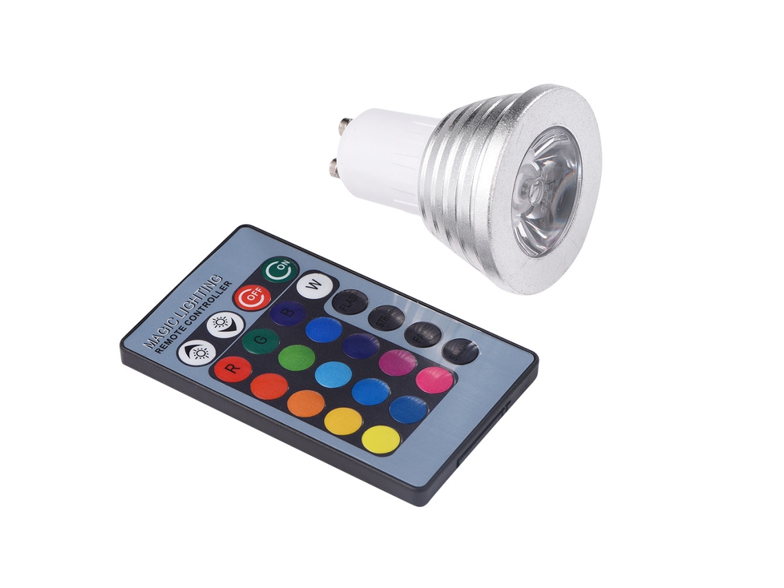 Bombilla LED RGB de 3 W con mando a distancia, regulable, foco, decoración para salón, CA 85-265 V (GU10)