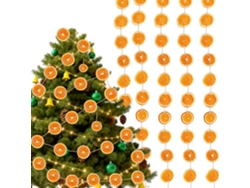 Corona navideña con rodajas de naranja deshidratadas, decoración rústica de 2 m para pared, mesa o árbol de Navidad (1 unidad)