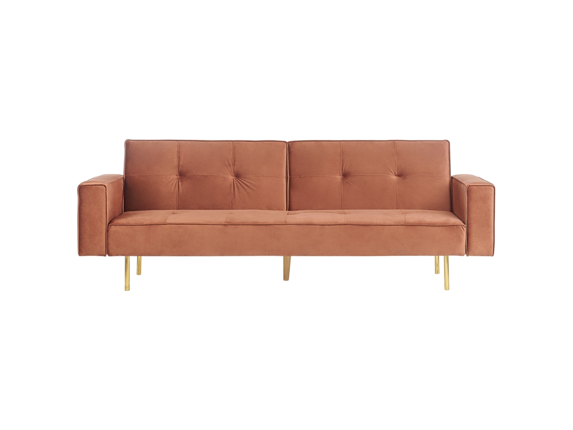 Sofá cama BELIANI Visnes de Terciopelo Marrón 218x81x80