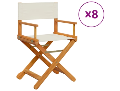 Conjunto 8 Sillas de jardín plegables VIDAXL tela blanco crema