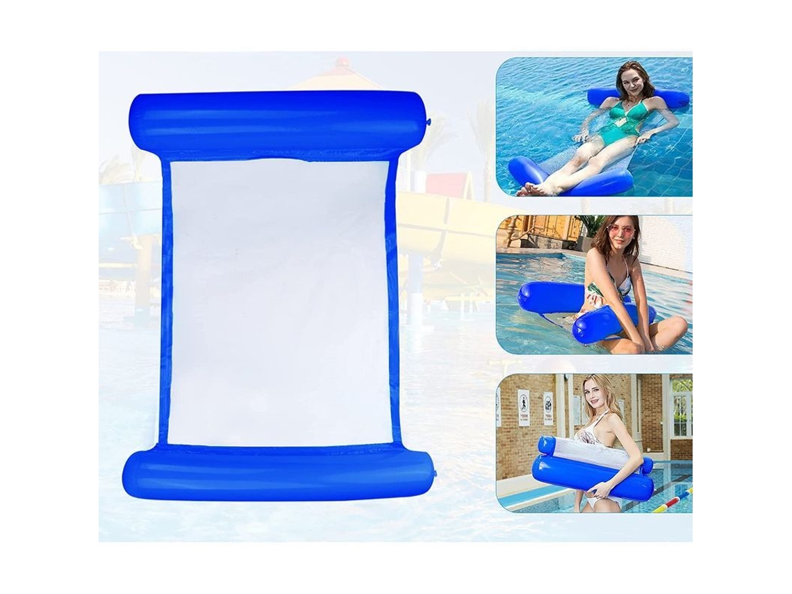 Hamaca Inflable Flotante 4 En 1 Sinwind, Hamaca Para Piscina, Reclinable, Portátil, Azul Zafiro