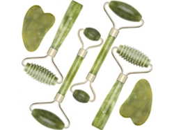 Kit De Rodillos Faciales De Jade Con 2 Herramientas De Gua Sha Para Reducir Ojeras, Arrugas Y Flacidez En Rostro, Ojos Y Cuerpo