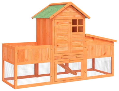 Conejera de madera maciza de pino marrón 170x63x113 cm VIDAXL