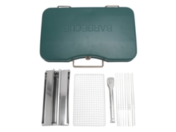 Maleta portátil para barbacoa de acero inoxidable 410, resistente a altas temperaturas, parrilla de carbón portátil para acampar al aire libre