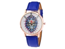 Reloj De Pulsera Unisex Para Parejas Con Correa De Pu, Estilo Punk, Movimiento De Cuarzo, Azul.