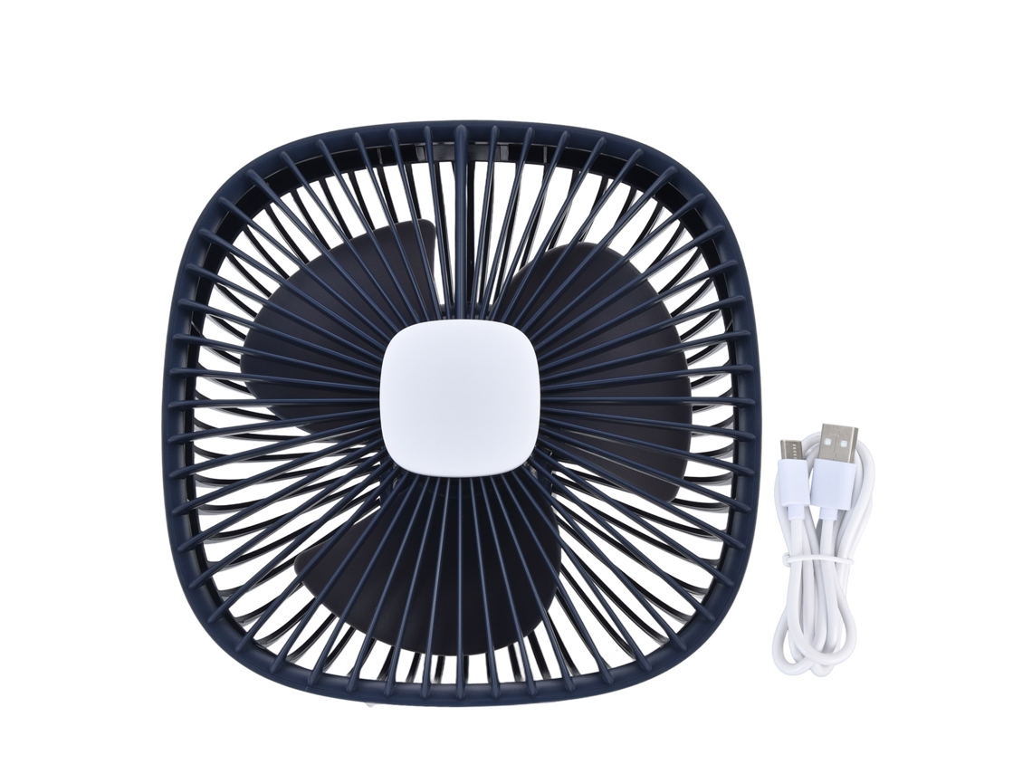 Ventilador USB portátil con 4 velocidades y 3 niveles de brillo - Azul
