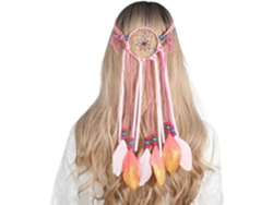 Diadema Bohemia De Plumas Para Circunferencia De Cabeza De 55-60 Cm, Regalo De Cumpleaños Para Una Niña.