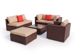 Conjunto De Exterior Karl En Ratan Pe, 7 Piezas. Muebles De Jardin Y Terraza, 256, Ratan Marron