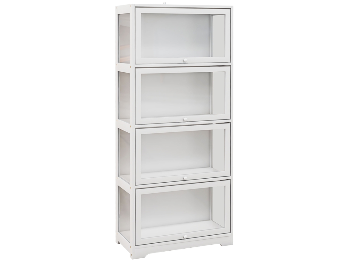 Vitrina De Coleccionista, 4 Niveles, Puertas Antivuelco, 59x30x139 Mm, Blanca.