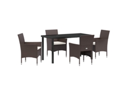 Maison Exclusive - Conjunto De Comedor De Jardín 5 Pcs Marrón Ratán Sintético