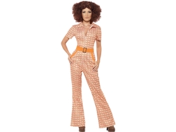 Smiffys Disfraz Elegante Años (talla L) Smiffys Auténtico Disfraz Elegante De Los Años 70, Naranja Con Mono, Disfraz De Discoteca De Los Años 70,