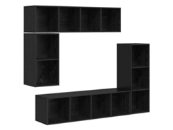 MAISON EXCLUSIVE Conjunto de mueble para TV de 4 piezas, madera procesada de roble negro