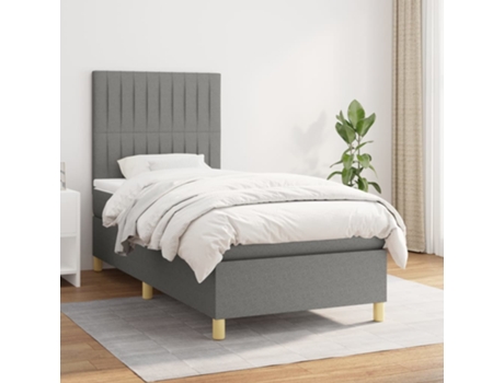 Cama con somier VIDAXL (Gris - Tela - 193 x 90 x 128 cm)