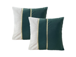 Juego De 2 Fundas De Almohada De Terciopelo Con Detalles En Cuero Dorado, 45,7 X 45,7 Cm