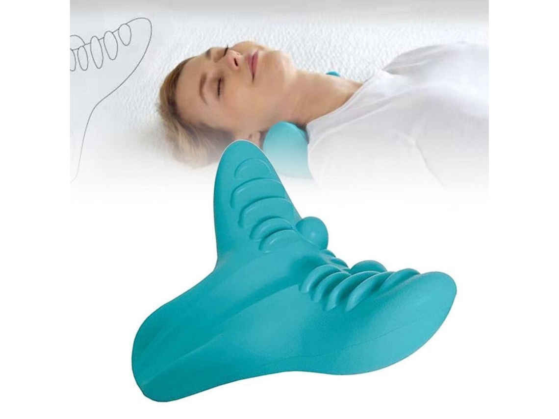 2026-9143-dispositivo De Tracción Cervical Almohada Quiropráctica Estirador De Cuello Hombros Eva 20x18x9cm