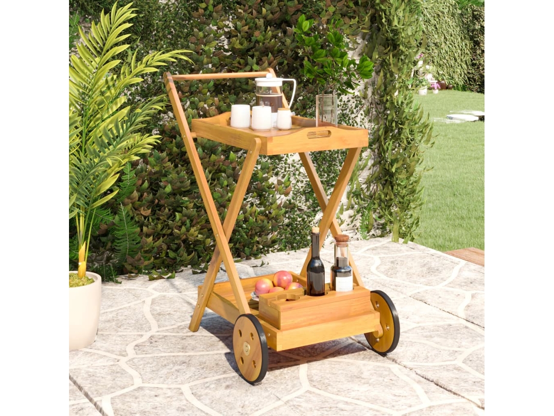 Carrito Camarera Madera Maciza De Acacia 54x87x90 Cm
